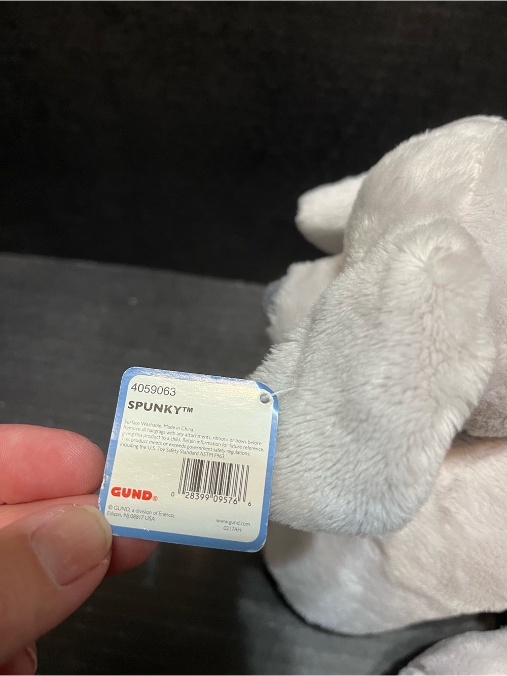 Baby Gund Spunky Gray Puppy Dog Plush Lovey Toy 8" White Eye Patch NWT - Picture 4 of 9